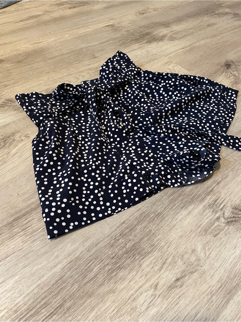 Navy Polka Dot soft pocket waist tie shorts